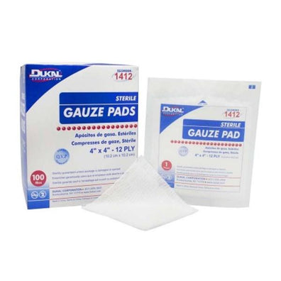 Bandage 4x4" Gauze 100% Cotton Not Made With Natural Rubber Latex Sterile 100/Bx, 12 BX/CA - Surgical Supplies NY